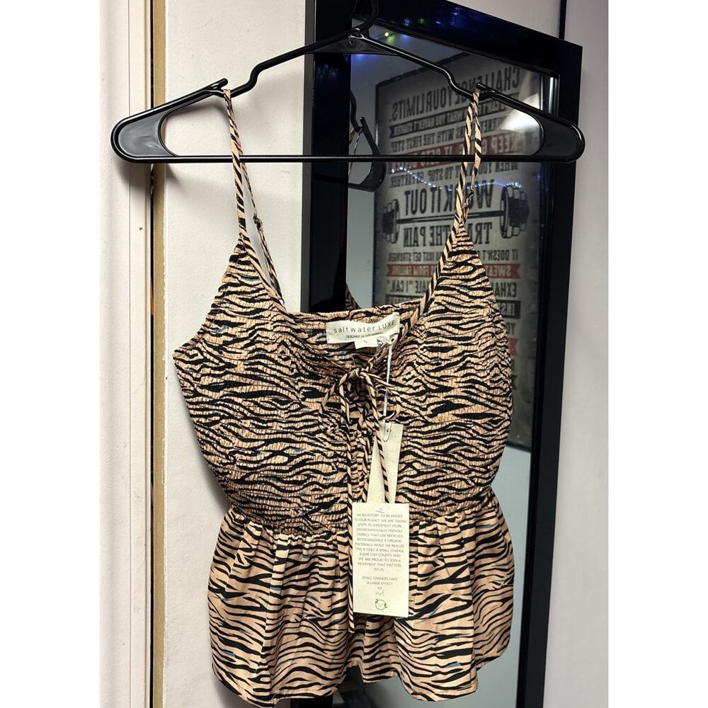 NWT Saltwater Luxe Women’s Small Caramel Animal Print Babydoll Tank